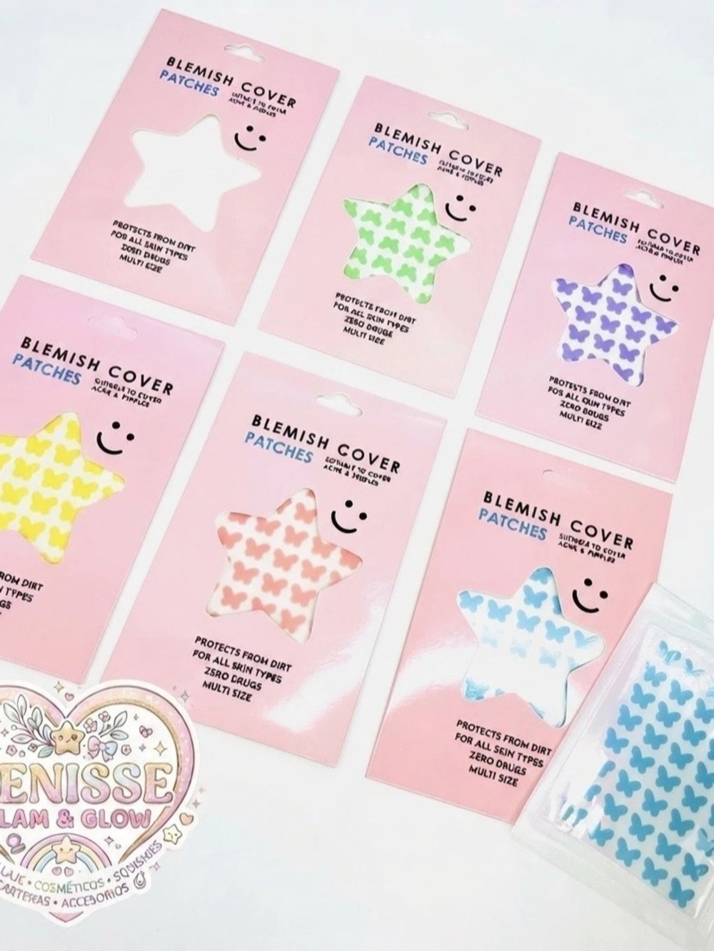 Denisse Glam & Glow Blemish Cover Patches Star Pink & Blue